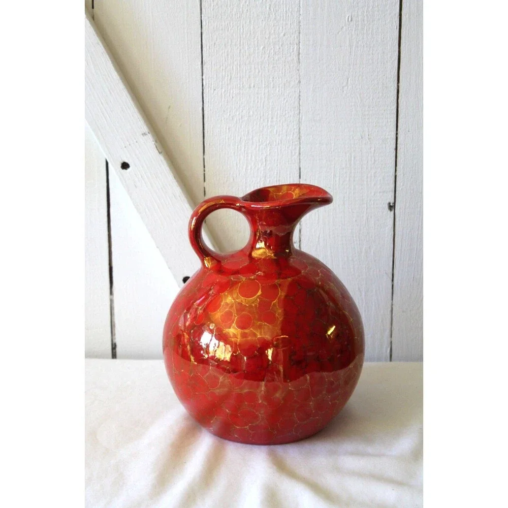 Vintage Crackled Style Art Studio Pottery Hand Crafted Pitcher/Vase/Ewer